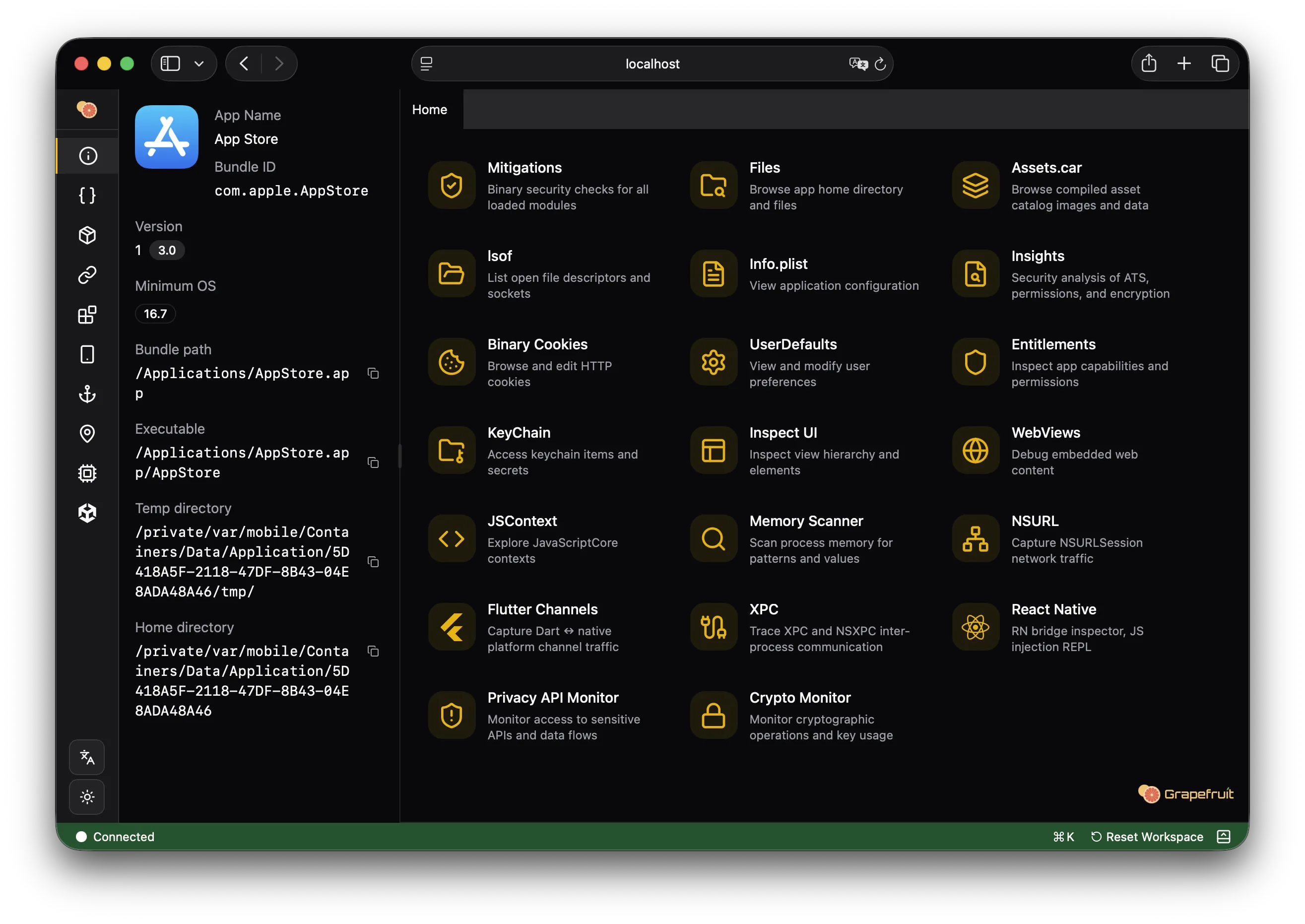 Grapefruit iOS workspace